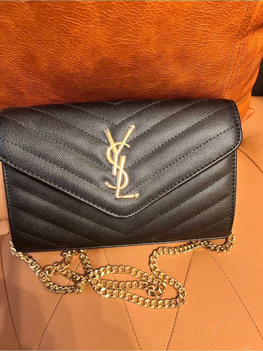 Saint Laurent Black Quilted Leather Crossbody with Gold Hardware